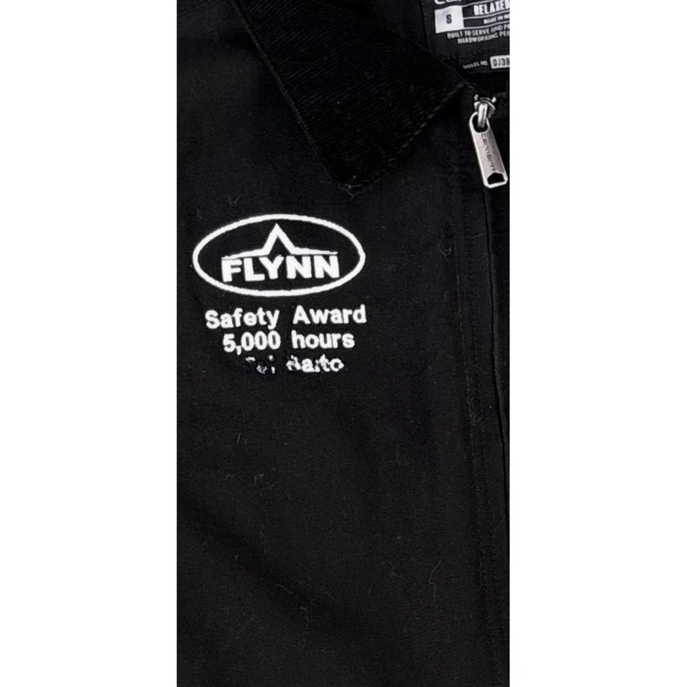 Carhartt BLK Black Blanket Lined Detroit Jacket Size Small Company Logo